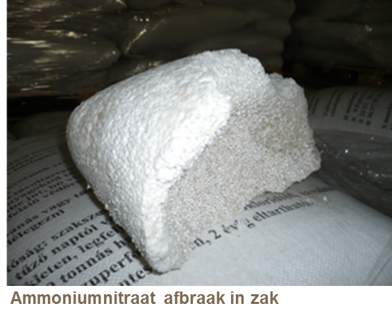 ammoniumnitraat afbraak in zak